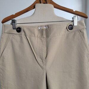 New Talbots Slimming Stretch Denim Wide Cream Leg Pants (Size: 12)